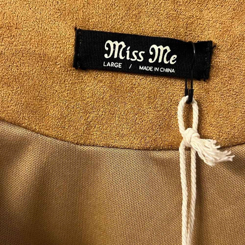 Miss Me Western Fringe Faux Suede Jacket Brown Large NWT - Picture 8 of 11
